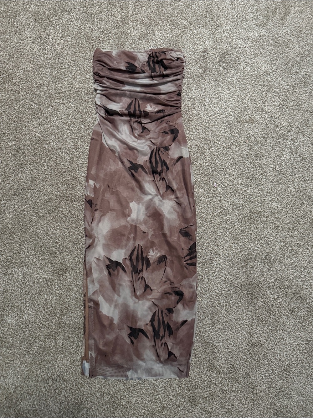 Elegant Brown Floral Women's Dress